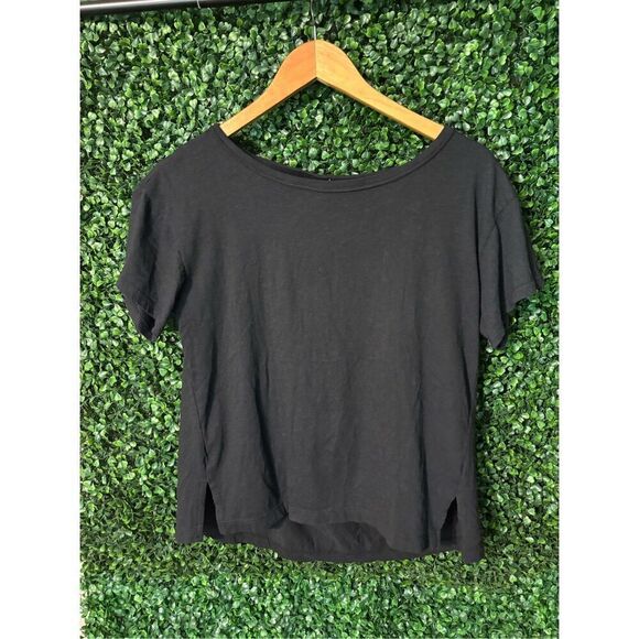 Anthropologie Daily Practice Draped Cut Out Top Sz XS Black - Picture 3 of 6